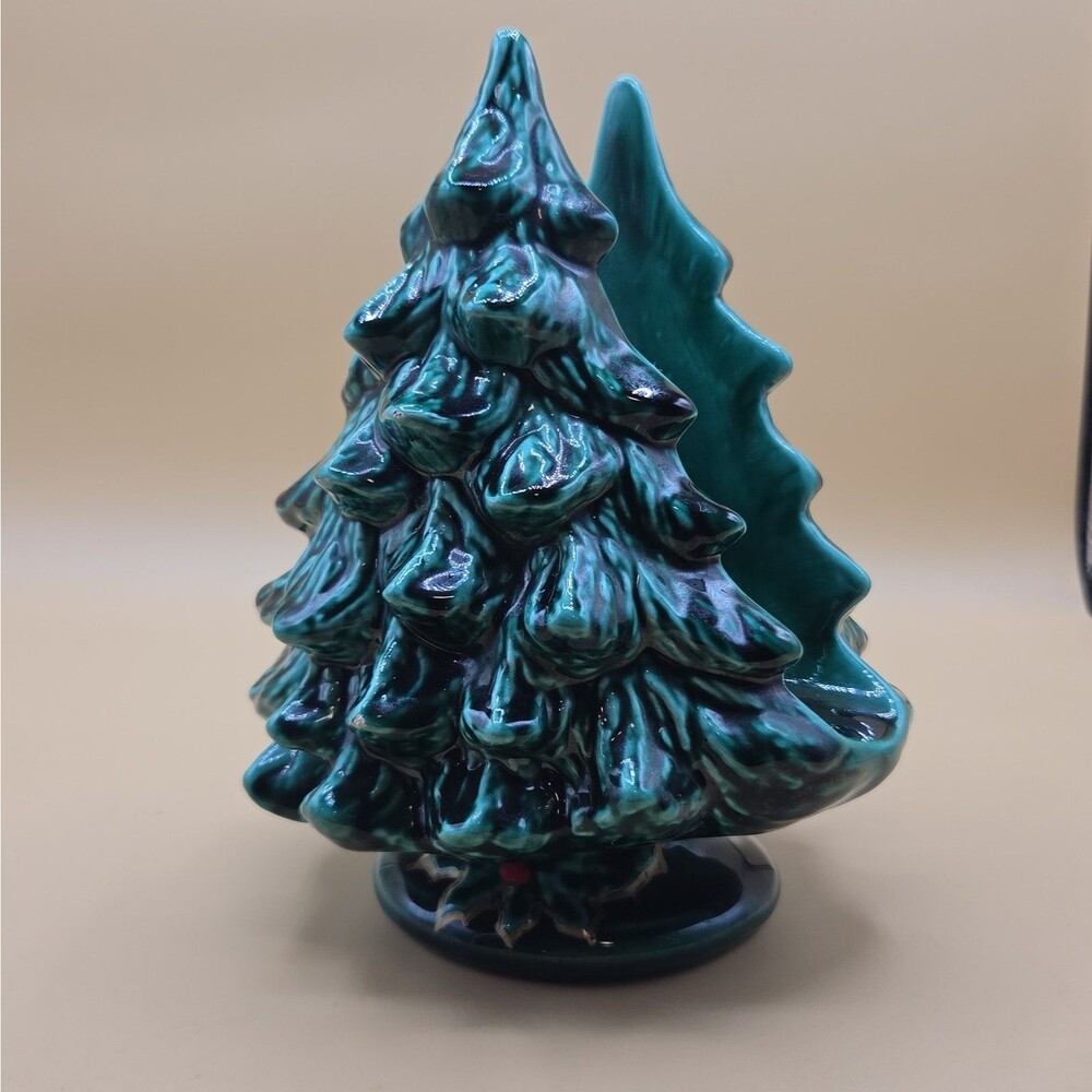 Ceramic Mold Christmas Tree Napkin Card Holder Holiday Vintage Handmade Decor